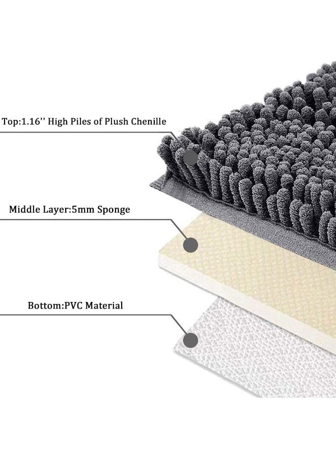 TYCOM Bathroom Rugs Bath Mat 50x80cm Non Slip Fluffy Soft Plush Microfiber Shower Carpet Rug Machine Washable Quick Dry Ultra Bath Mats for Tub Bathroom and Shower Grey. - Image 3